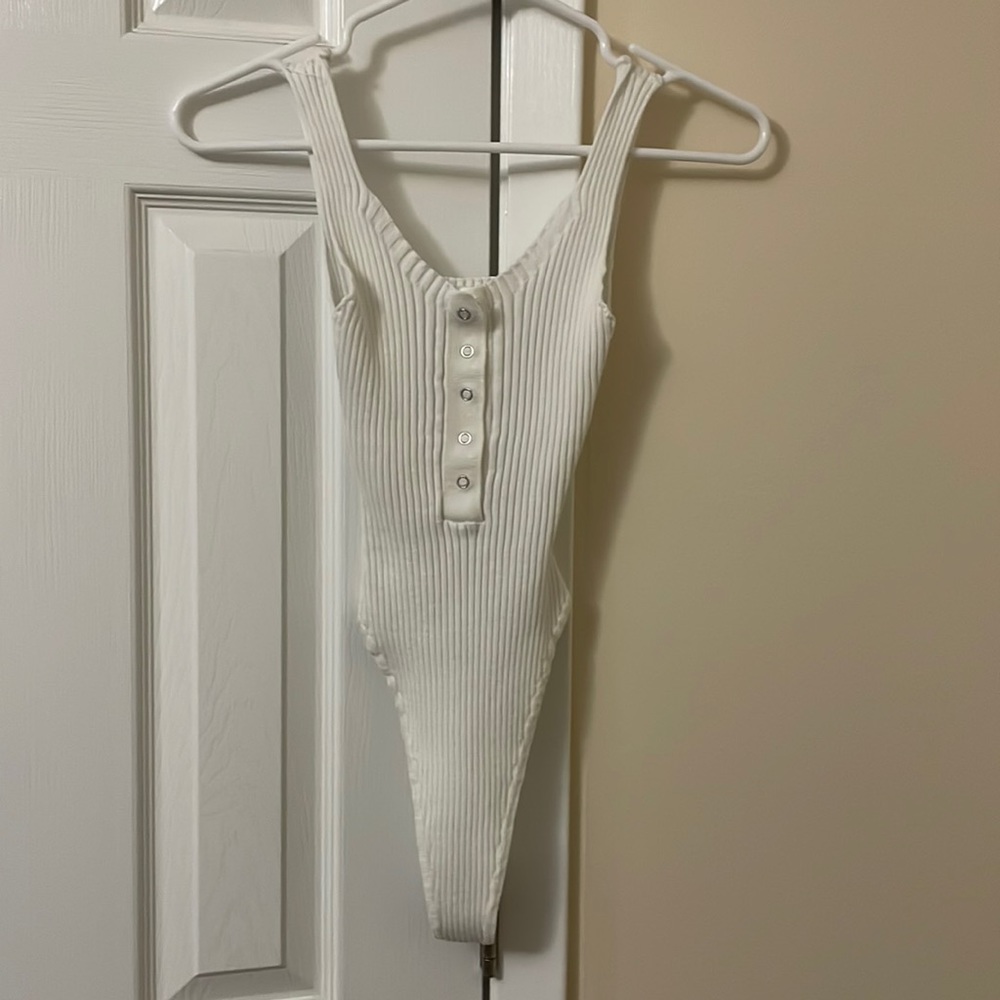 Ribbed button bodysuit